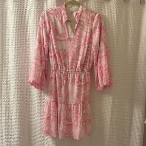 Lilly Pulitzer Pink and White Long Sleeve Dress